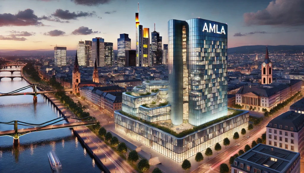 Die Frankfurter Skyline. In der Mitte befindet sich der Sitz der AMLA.